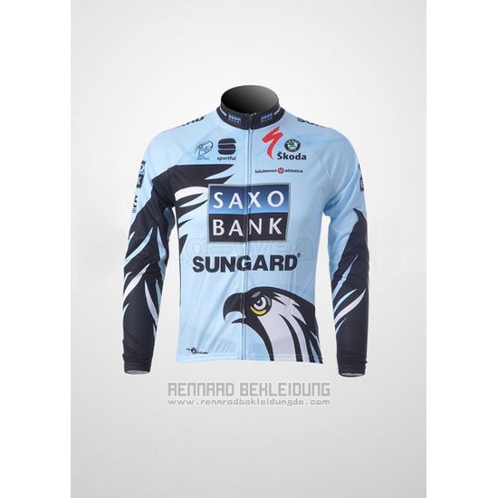 2011 Fahrradbekleidung Saxo Bank Hellblau Trikot Langarm und Tragerhose